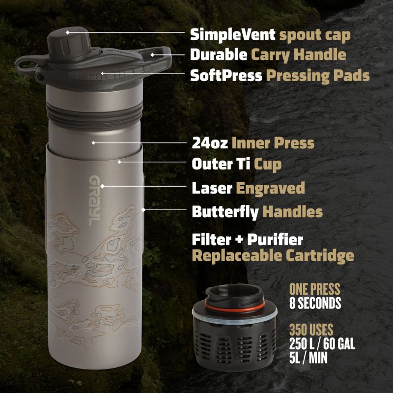 GRAYL 24oz GeoPress® Ti+ and Cook Lid